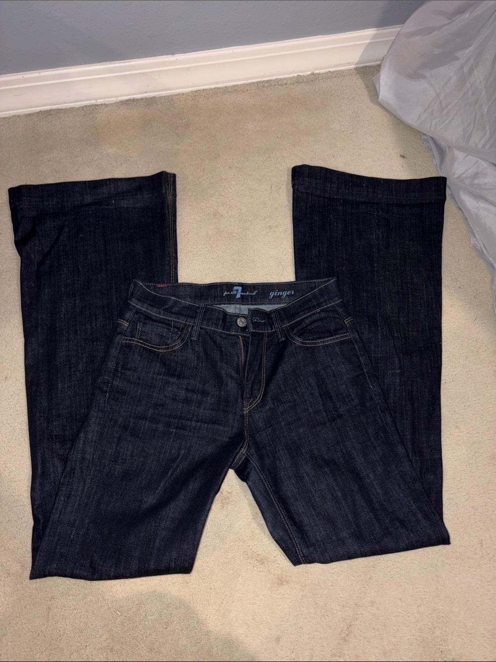7 For All Mankind Dark Indigo Wide Leg Jeans